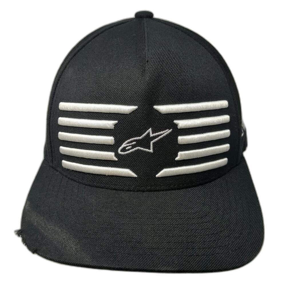 Alpinestars Snapback Black One Size Hat White Embroidered Logo Motocross Racing